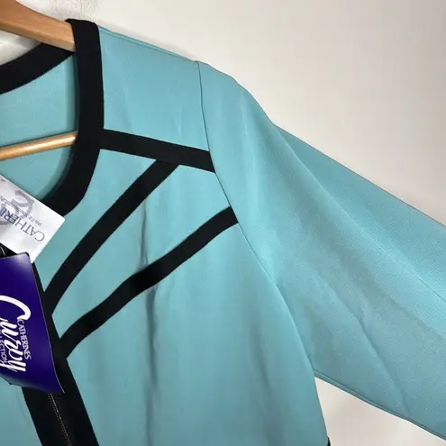 Catherines Curvy Collection turquoise tipped colorblock zip jacket size 16W Blue
