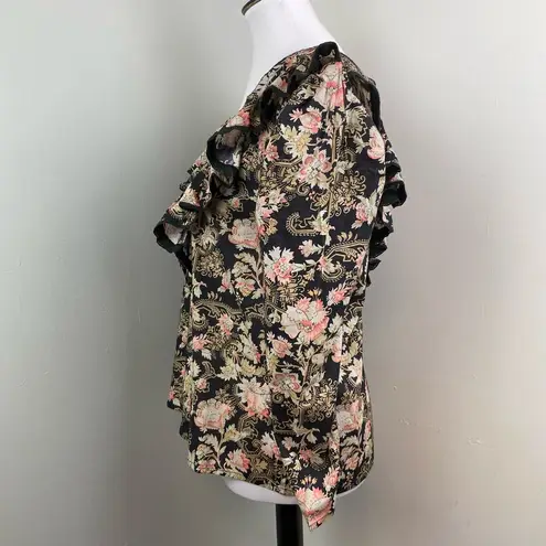 ST. ROCHE Hatfield Top in Floral Belladonna Print Organic Cotton Size 6 $285 Black