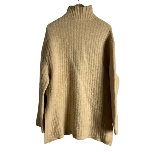 Nanushka Zitah Cream Alpaca Wool Zip Neck Oversized Rib Pullover Sweater Size S