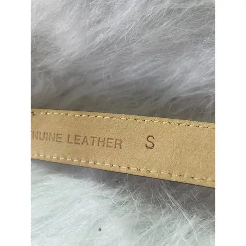 Red Leather Belt With Gold Buckle & Spiral Detail By Riki Designs Small Size Gen