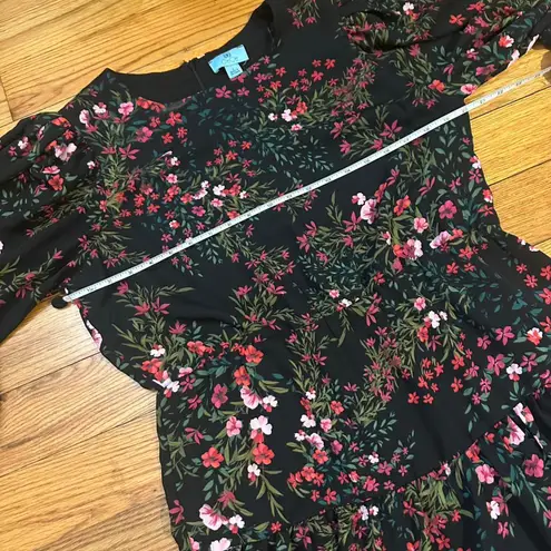 CeCe Gothic whimsy garden black floral Dress