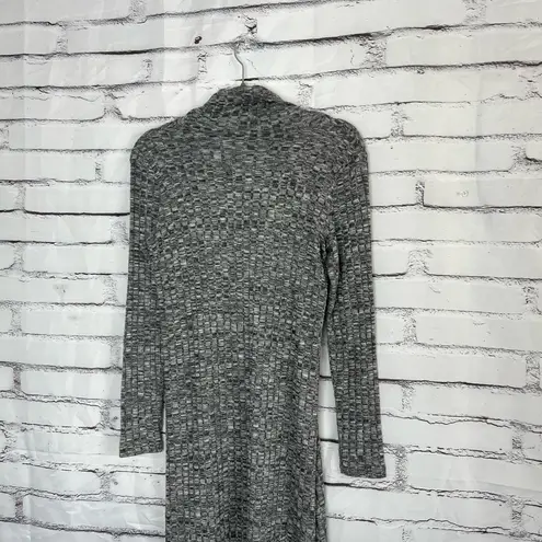 Cartise Gray Turtleneck Knit Midi Sweater Dress Long Sleeve Cowl Neck Above Knee Size XS