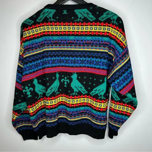 Vintage 80’s 90’s PASTA Colorful Bird Sweater Black Size L