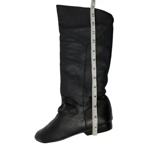 Crossroads Womens Boots Black Leather Block Heels Pull On Pointed Toe Flat 8 W