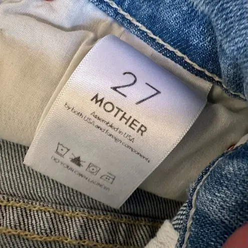 MOTHER NWOT High Waisted Rascal Slit Fray Short in Drinking by the Pool Wash Siz Blue Size 27