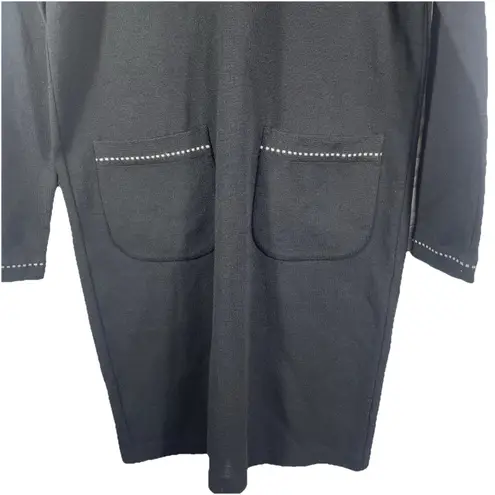 Andrea Jovine Women's Black Wool Dress Size Small Long Sleeve Zip Collar Pockets