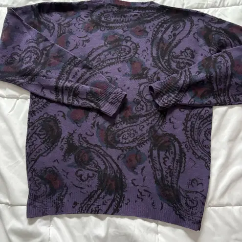 Alexander Julian Vintage 80s 90s Womens Size Large Purple 100% Wool Knit Sweater Holiday Fall Y2K