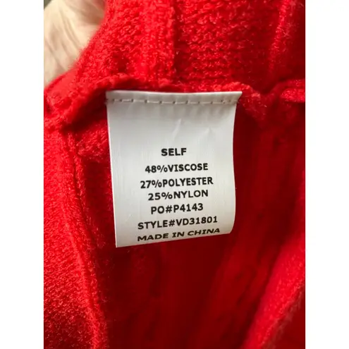 Vine & Love  Midi Dress Knit Sweater Cable Red Festive Christmas S Holiday Cozy