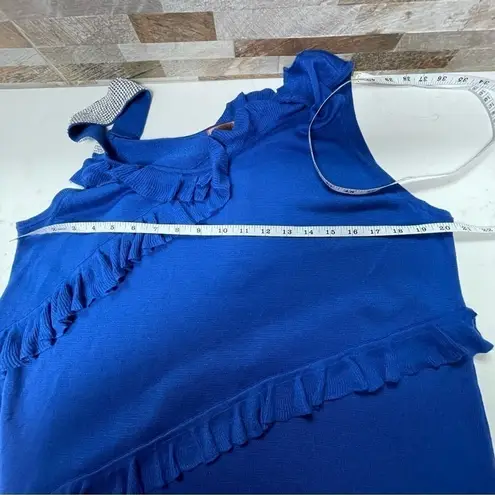 Belldini NWT cobalt blue asymmetrical knit dress w rhinestones and ruffles Sz XL