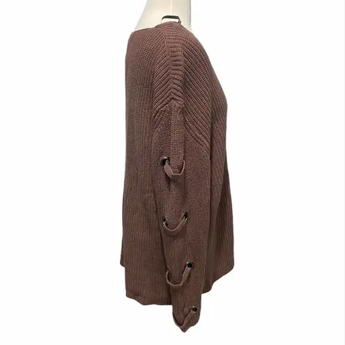 City Chic Ladder Sleeve V-Neck Sweater Mauve 16