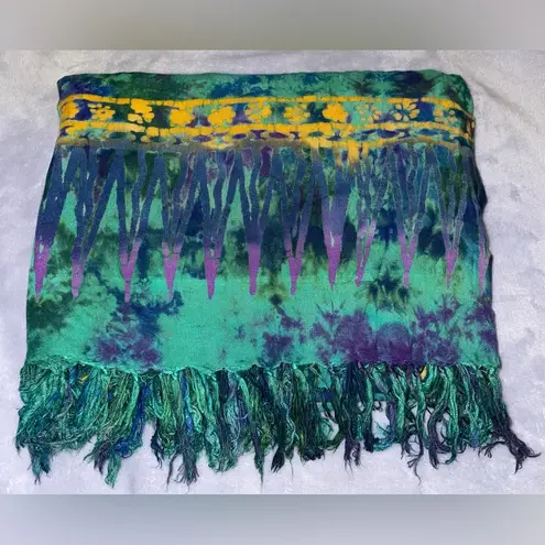 Tropical Earth Tones Women’s Blue/Green/Purple/Yellow Sarong Island Wear Swim Blue Size undefined