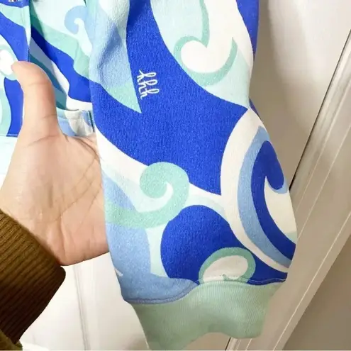 HILL HOUSE Allie Full Zip Hooded Jacket Blue Ocean Kaleidoscope Size Small