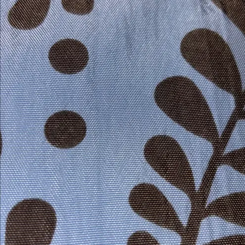 BLUE AND BROWN NYLON/CANVAS LIKE MINI PURSE DETACHABLE HANDLE WILL HOLD IPHONE