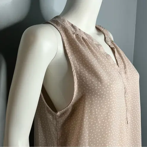 Alice Blue Simona Henley Sleeveless Cream White Polka Dot Blouse Size L