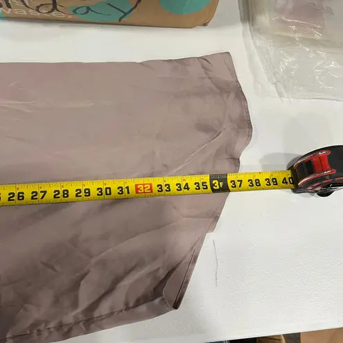 Soma Women's Satin Long Sleeve Button Up Sleep Shirt in Silver Taupe Large