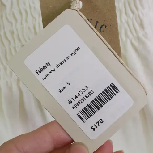 Faherty Ramona Organic Cotton Dress in Egret Size S