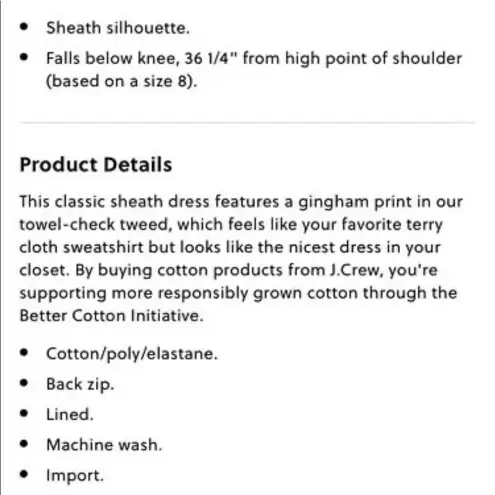 J.Crew  gingham tweed sheath dress NEW