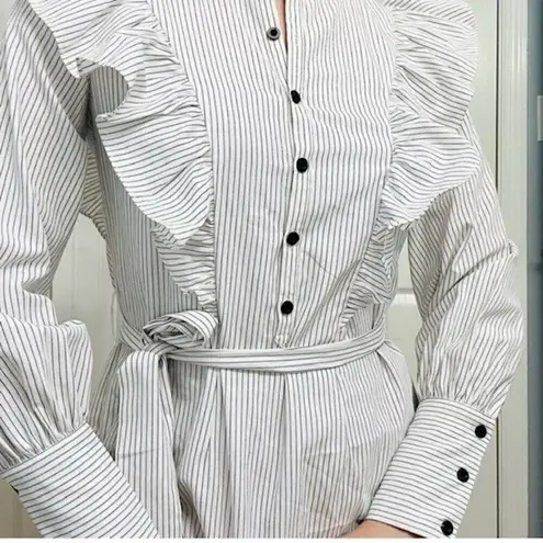 Saylor Ruffled Shirt Dress Puff Sleeve Small