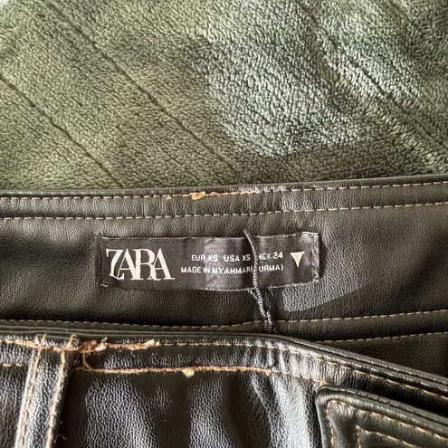 ZARA  Women’s Faux Leather Brown Stitching Pants Size XS