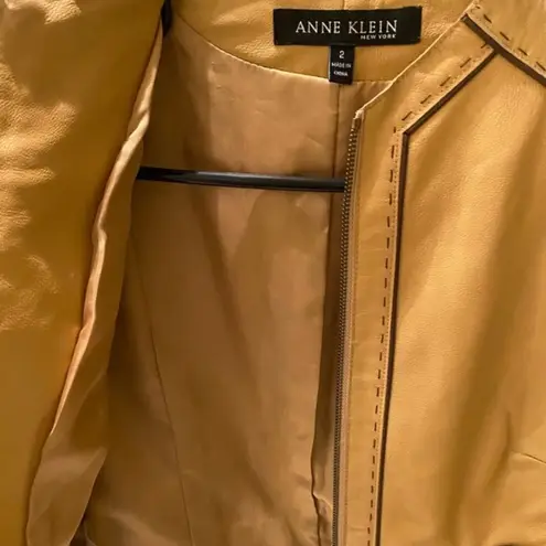 Anne Klein Anne‎ Klein 100% Leather Yellow Zipper Jacket​