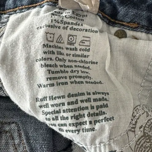 Ruff Hewn SZ 4S SHORT Bootcut Jeans Mid-Rise Pockets Stretch Whiskered Blue