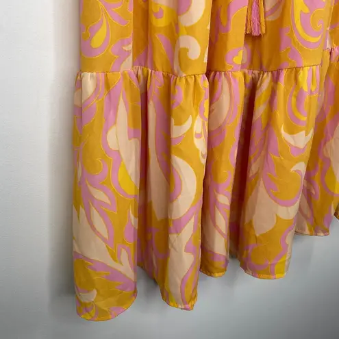 Rose + Olive Women Midi Skirt Tiered Boho Stretch Pull Retro Festival Hippie NWT