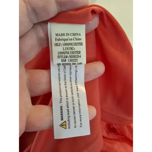 New In Wrinkly Fabric Style Orange Cotton Babydoll Strappy Size L Dress NEW Size L