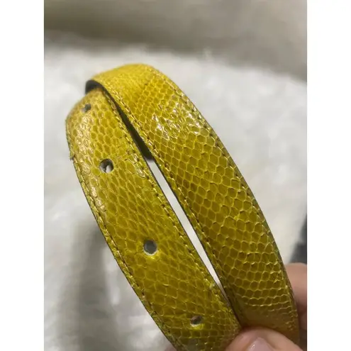 Rayman/Ridless Yellow Snake Print Leather Belt M Made In Thailand Size M