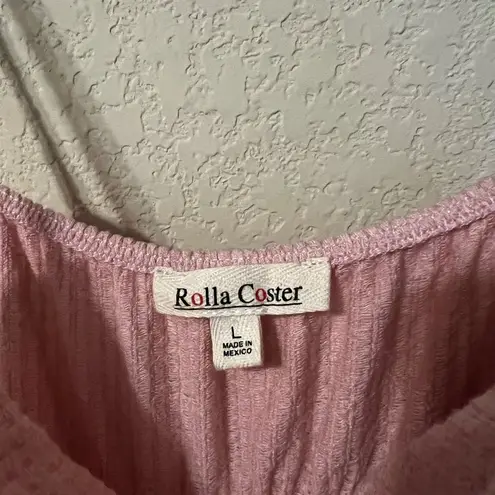 Rollo Coster Light Pink Ribbed Knit Jumpsuit Size L