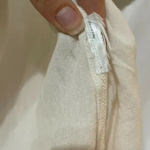 Maje Womens White Beaded V Neck Short Sleeve Hi Low Blouse Womens M Silk Boho