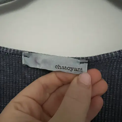 Chatoyant Blue Sponge Knit Blouse Top