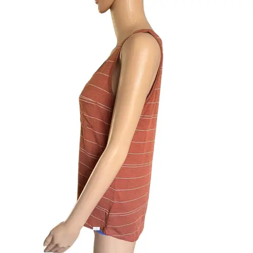 prAna NWT Foundation Scoop Neck Copper Brown Stripe Tencel Tank Top Small