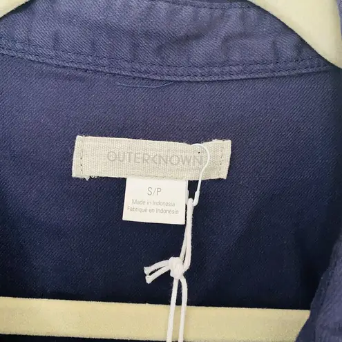 NWT Outerknown S.E.A. Long Sleeve Blue Linen Cotton Blend Utility Jumpsuit Sz S