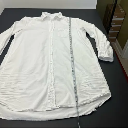 Frank & Eileen Mary Crinkle Womens SZ Large White Shirt Dress Famous Denim *FLAW
