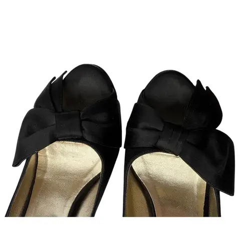 Valentino Garavani Black Satin Bow Peep-toe High Heels Size 38.5