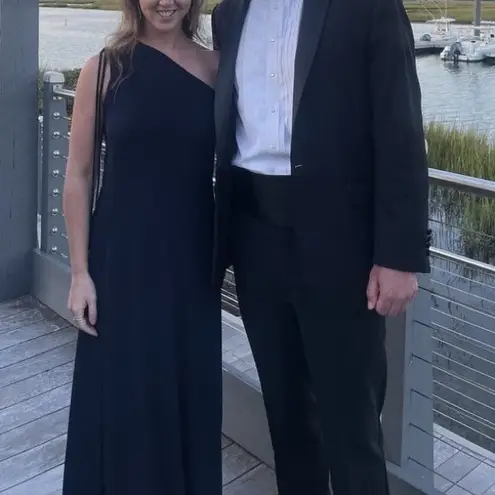 Halston Heritage Halston Dana Jersey Navy Blue Dress Gown 2