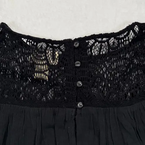 Denim & Supply Ralph Lauren Lace Top Blouse 3/4 Sleeve Black Bohemian L