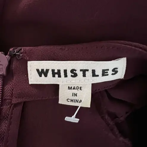 Whistles Devyn Burgundy Crepe V Neck Short Sleeve Cropped Jumpsuit Jumper 8