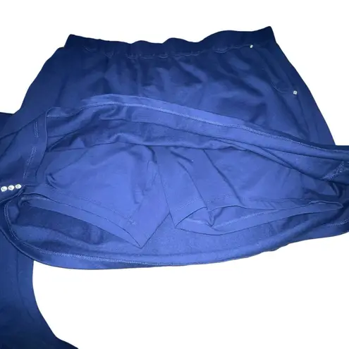 Quacker Factory Women's Navy Blue Vest & Skort Set Size XL Rhinestone Zip NWT