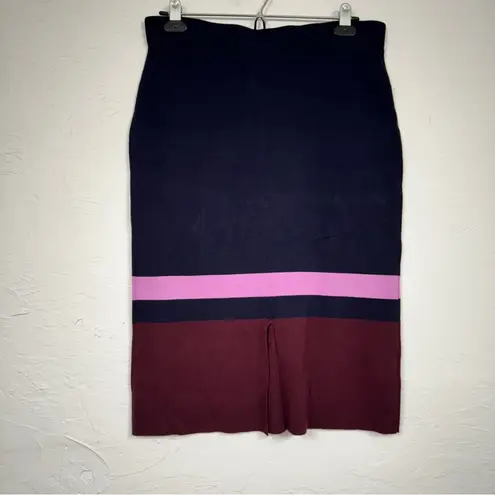 Ann Taylor  Blue Purple Color Block Mini Pencil Skirt Womens M Stretch Preppy