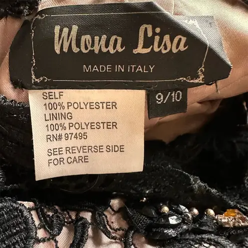 Mona Lisa Women's Black Lace Long Evening Gown Size 10 Formal Dress Rhinestones