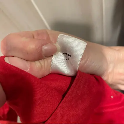 Coldwater Creek Cute distressed cherry ruffle lady in red faux wrap front tiered maxi dress