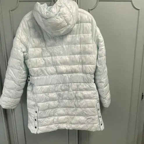 Swiss Tech Ice Blue Size Large 12 14 Long Puffer Jacket Coat Full Zip Hooded