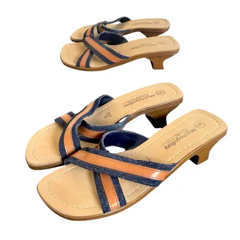 Montego Bay Club Y2K Denim Leather Heels Sandals Size 6 New Brazil