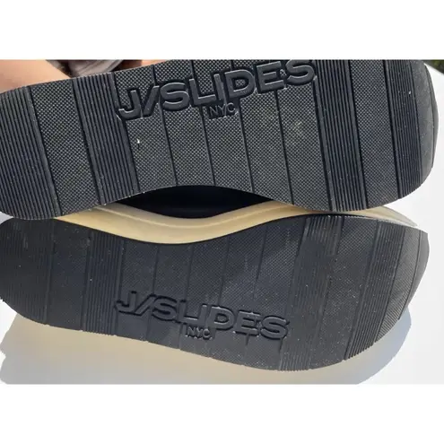 J Slides Womens Size 10 West Beige Black Leather Platform Lace