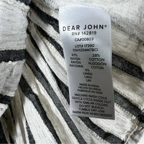 Dear John Blouse Womens XS Ruffle Sleeve Striped Peplum Button Front Cottagecore