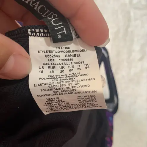 MiracleSuit size 18 one piece Purple Pink Bathing suit swim suit gold slimming