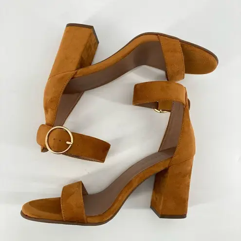 Aerosoles Lawrence Tan Faux Suede Women’s Buckle Block Heeled Sandal Size 9.5