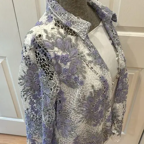 Alfred Dunner purple and white embroidered tank top set Size undefined