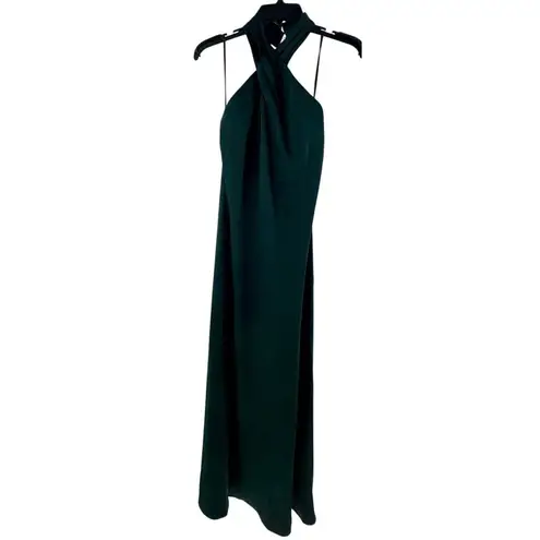 BHLDN Ruby Twist Halter Satin Dark Gown in Green Size 2 New w/o Tag MSRP $248